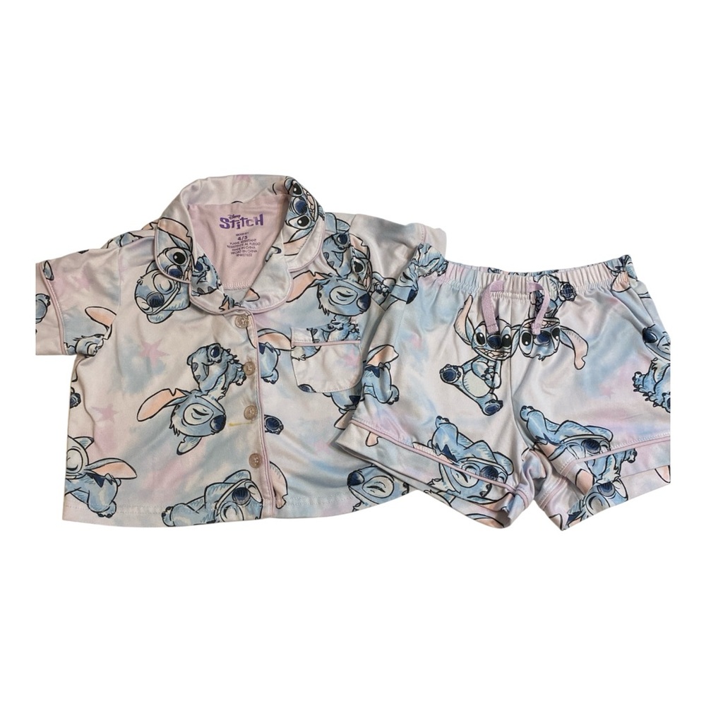 Disney Stitch Pajama Set with Blue and Pink Accents